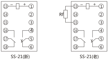 SS-21A型時(shí)間繼電器內(nèi)部接線(xiàn)及外引接線(xiàn)圖片