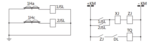 JSL-25繼電器構成的二相式定時限保護的原理圖