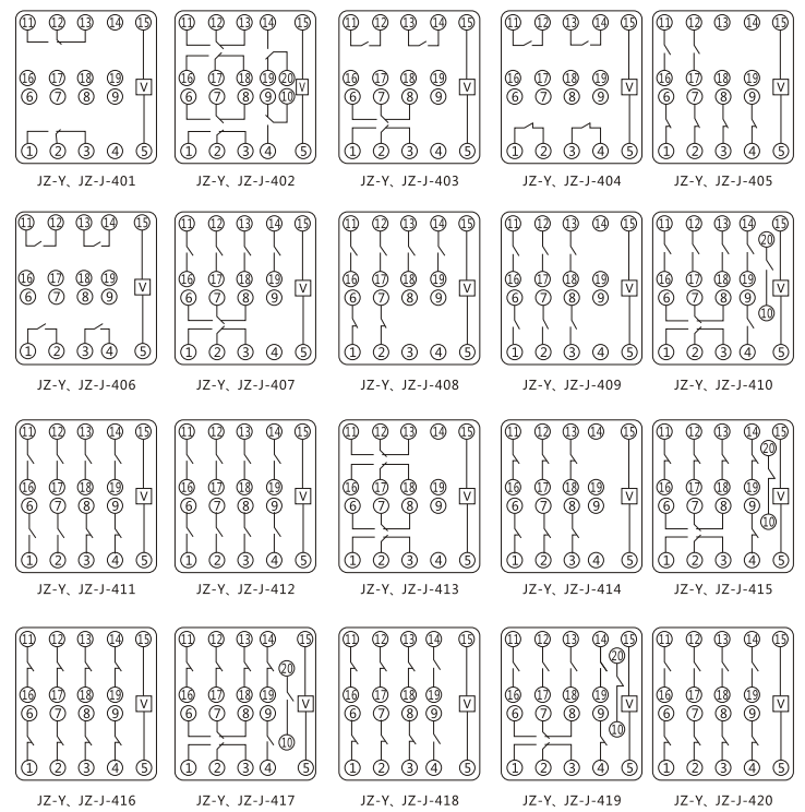 JZY（J)-15靜態中間繼電器內部接線圖及外引接線圖