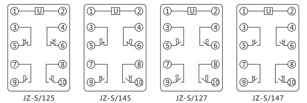JZ-S/344靜態(tài)可調延時中間繼電器內部接線圖及外引接線圖